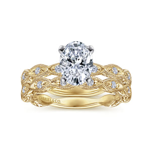 Sadie - 14K White-Yellow Gold Oval Diamond Engagement Ring
