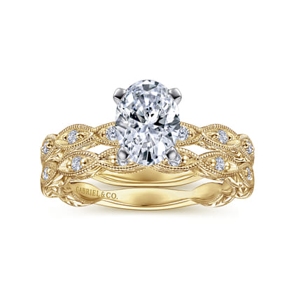 Sadie - 14K White-Yellow Gold Oval Diamond Engagement Ring