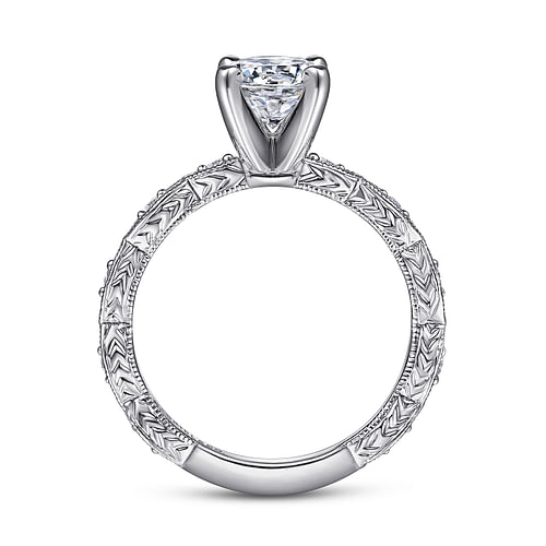 Sadie - Platinum Round Diamond Engagement Ring - 0.12 ct - Shot 2
