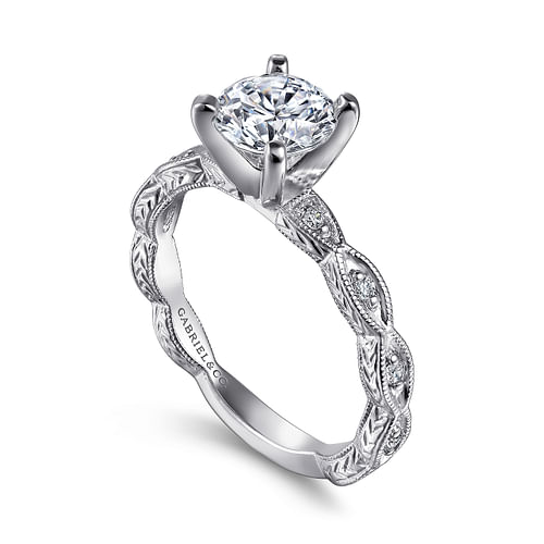 Sadie - Platinum Round Diamond Engagement Ring - 0.12 ct - Shot 3