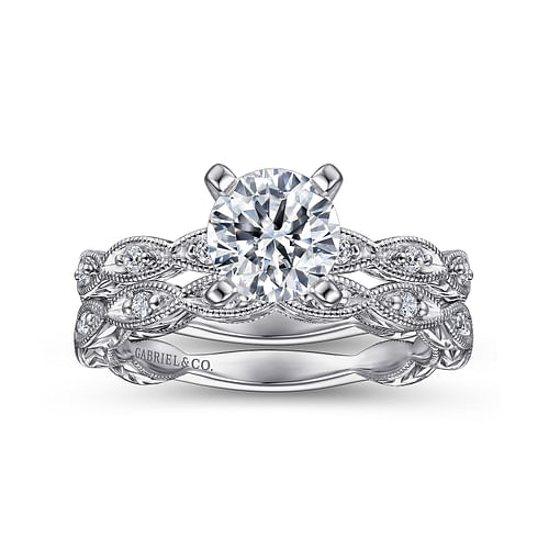 Sadie - Platinum Round Diamond Engagement Ring - 0.12 ct - Shot 4