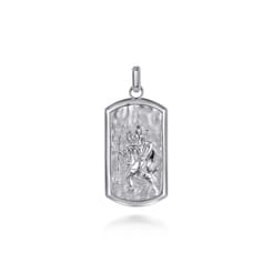 Saint Christopher Dog Tag Pendant 925 Sterling Silver