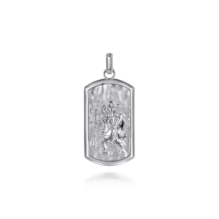 Saint Christopher Dog Tag Pendant 925 Sterling Silver - Shot 1