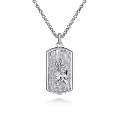 Saint Christopher Dog Tag Pendant 925 Sterling Silver