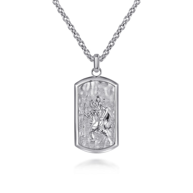 Saint Christopher Dog Tag Pendant 925 Sterling Silver - Shot 3