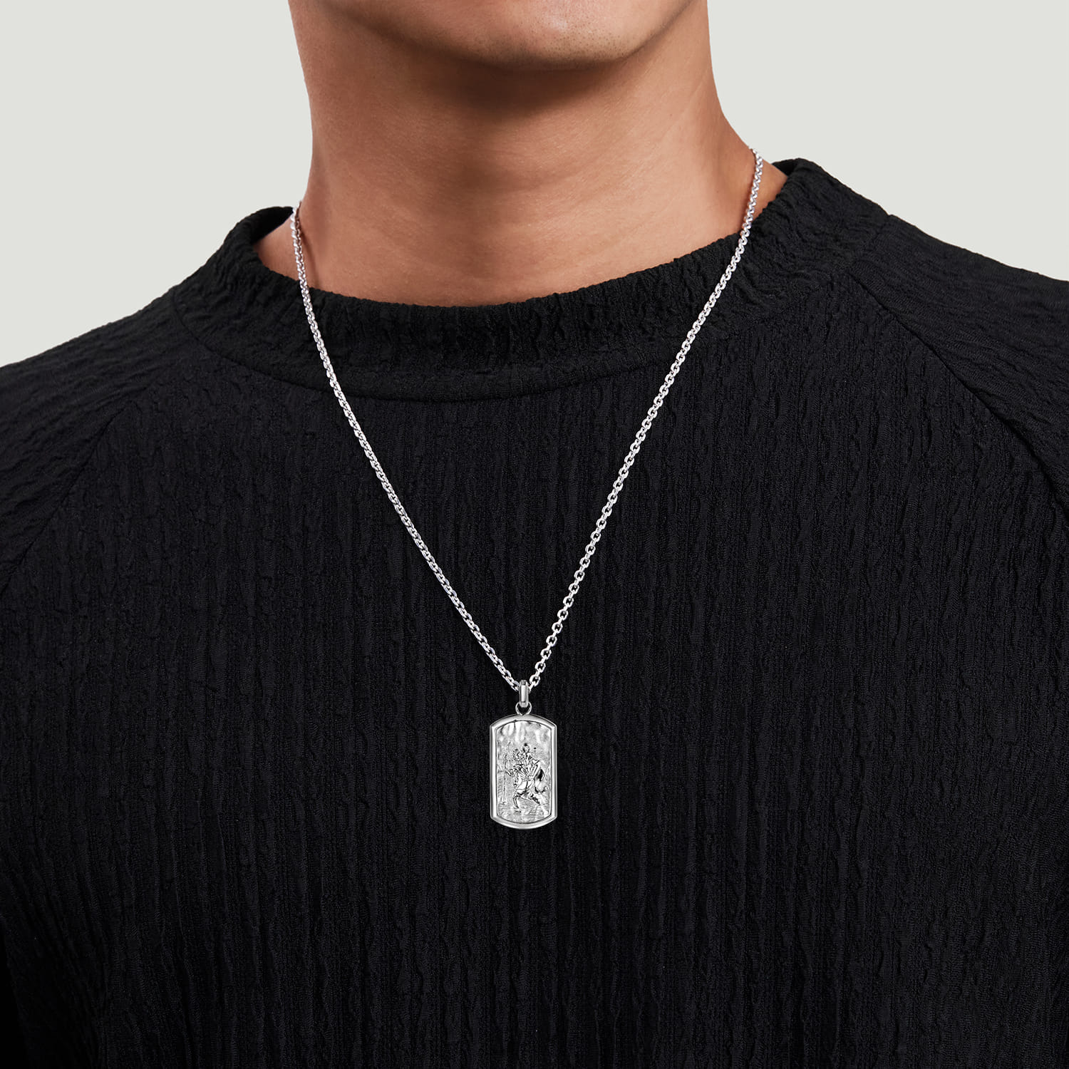 Saint Christopher Dog Tag Pendant 925 Sterling Silver - Shot 4