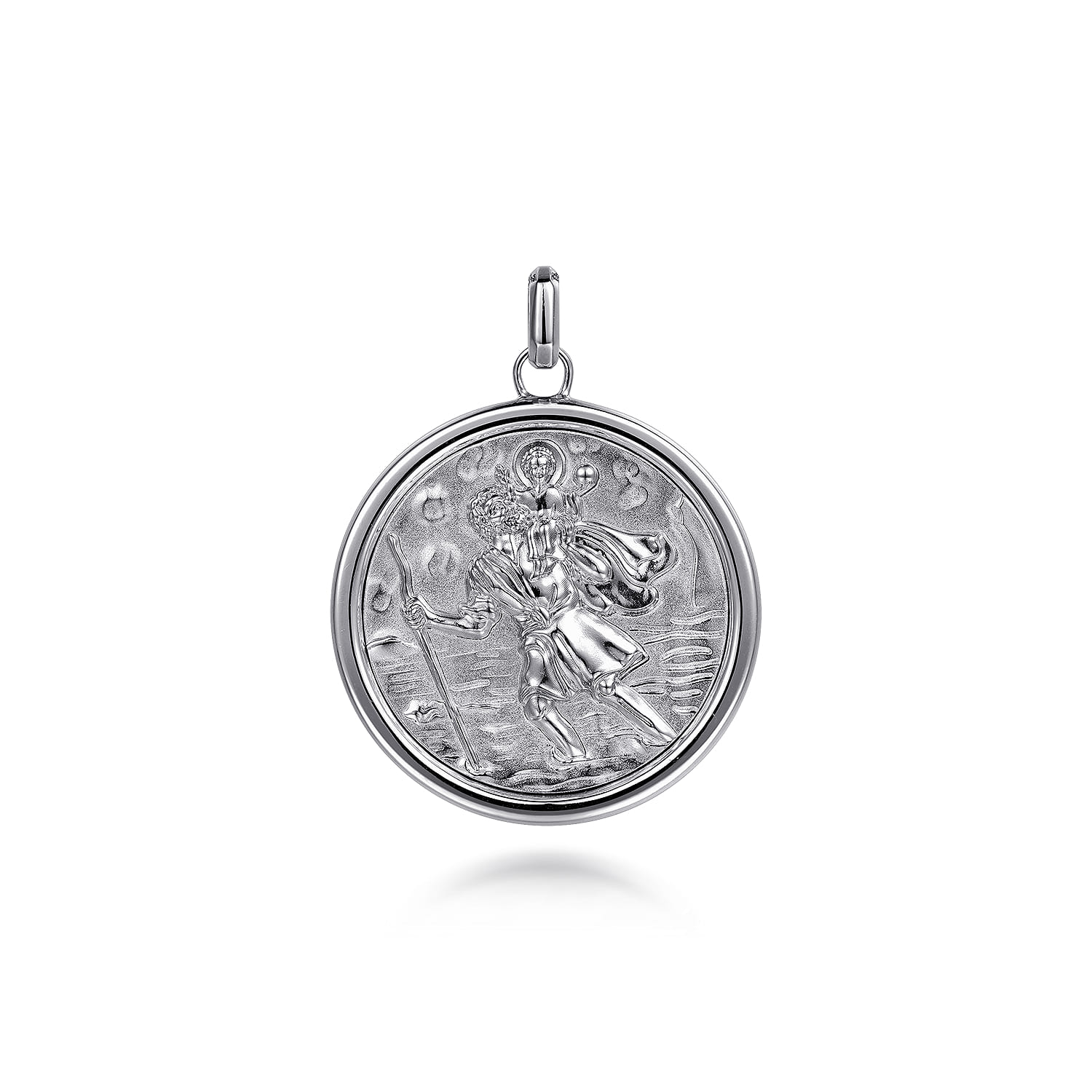 Saint Christopher Medallion Pendant 925 Sterling Silver - Shot 1
