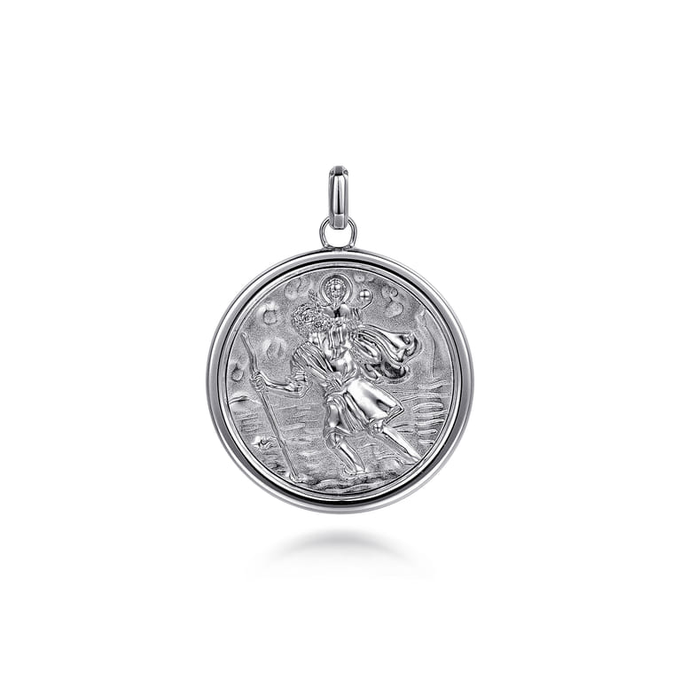 Saint Christopher Medallion Pendant 925 Sterling Silver - Shot 1