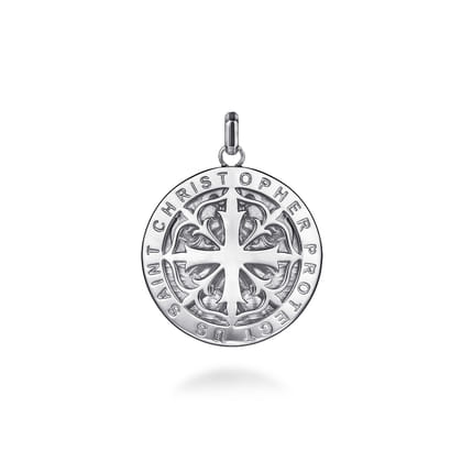 Saint Christopher Medallion Pendant 925 Sterling Silver