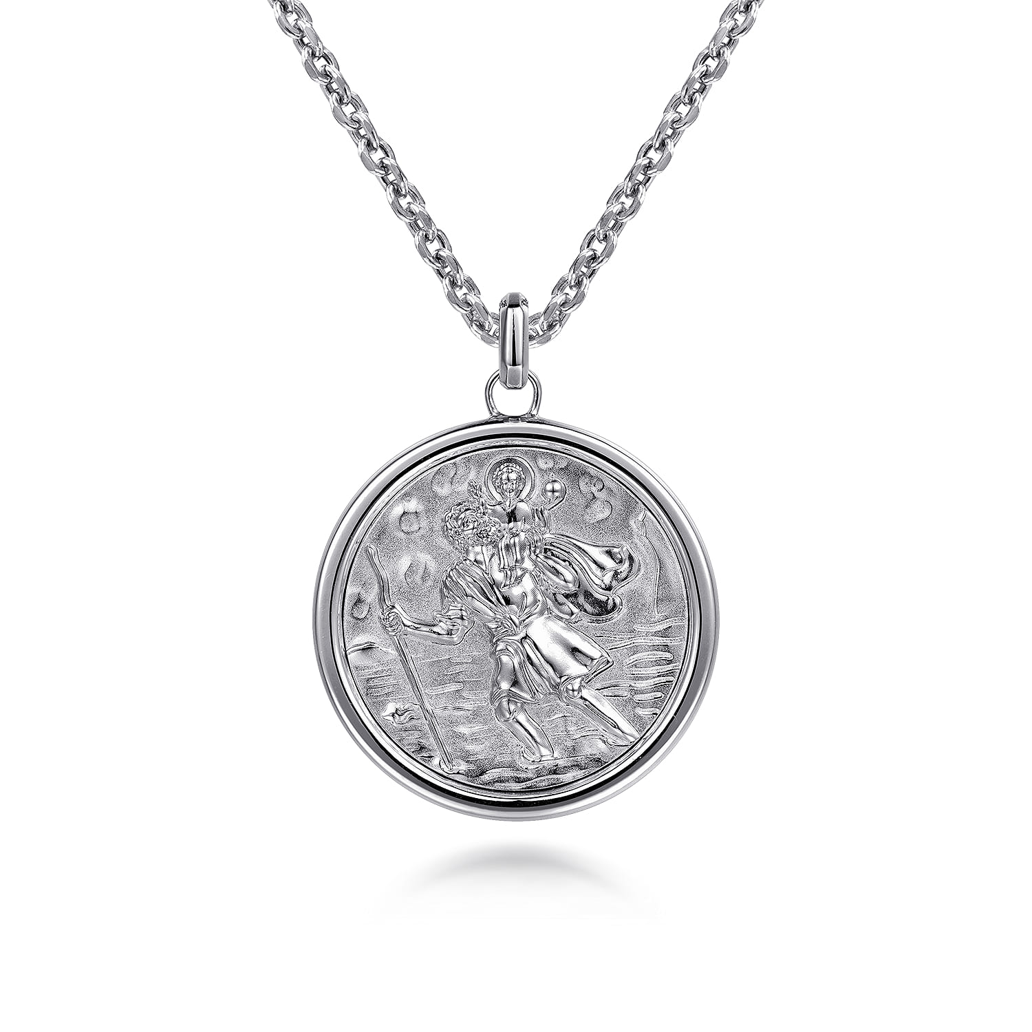 Saint Christopher Medallion Pendant 925 Sterling Silver - Shot 3