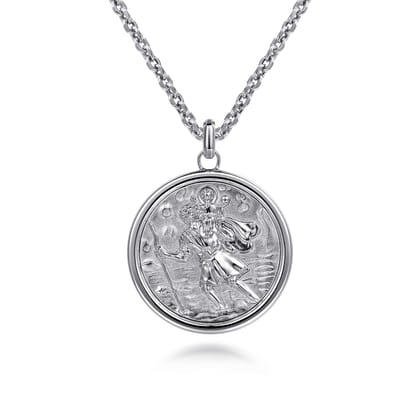 Saint Christopher Medallion Pendant 925 Sterling Silver