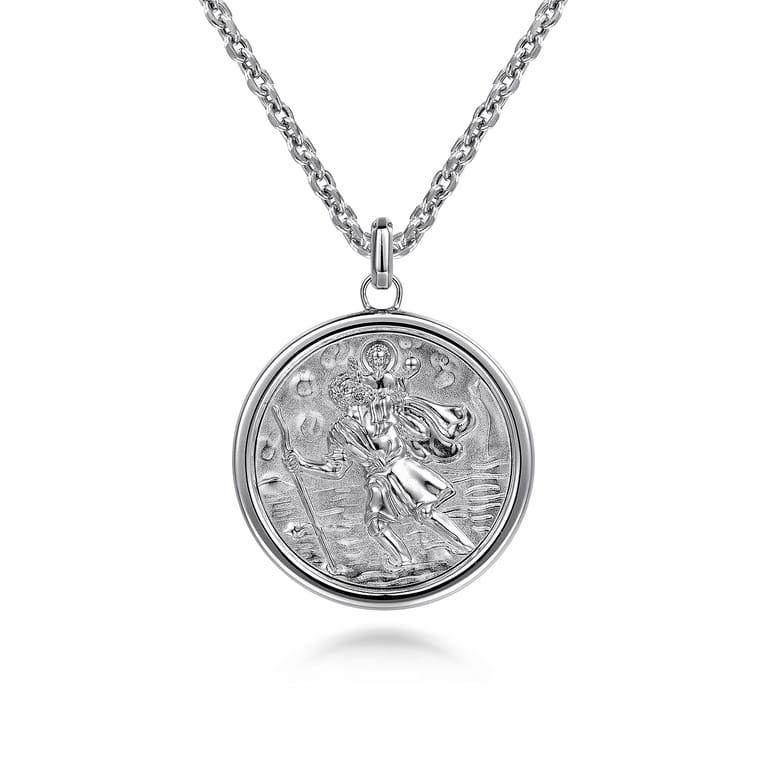 Saint Christopher Medallion Pendant 925 Sterling Silver - Shot 3