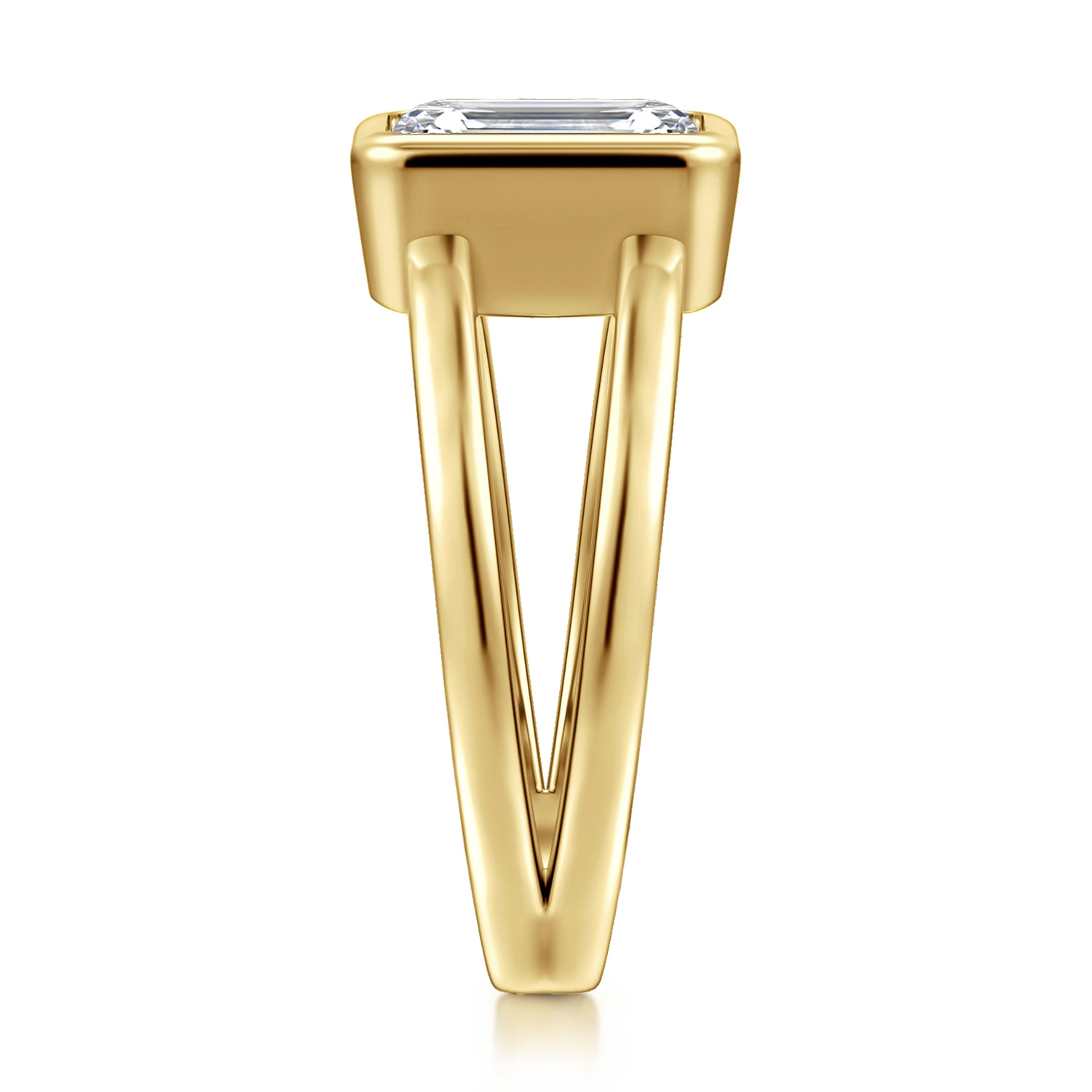Sami - 14K Yellow Gold Split Shank Emerald Cut Solitaire Diamond Engagement Ring