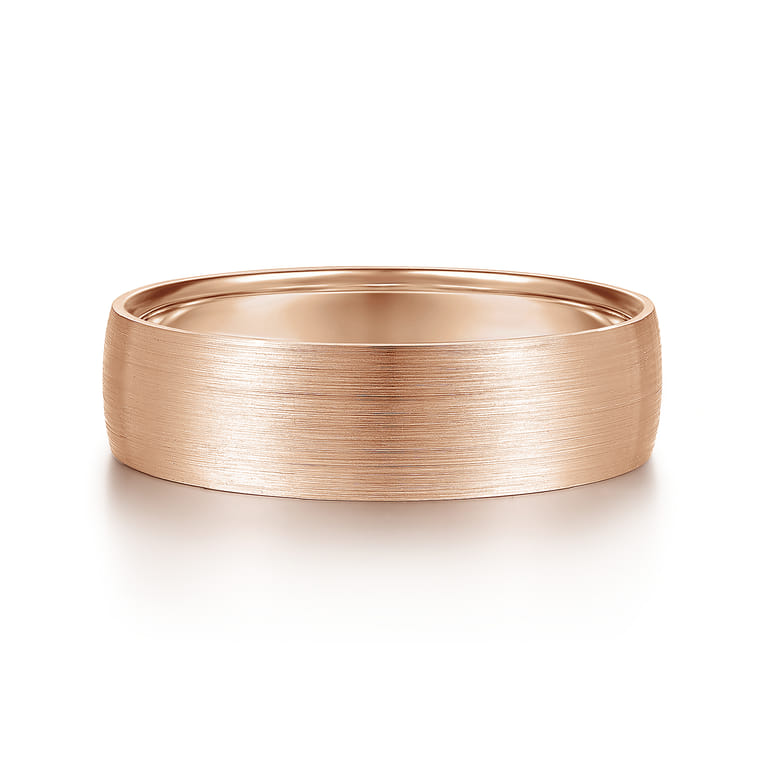 Samuel - 14K Rose Gold 6mm - Men's Wedding Band in Satin Finish - Shot 1