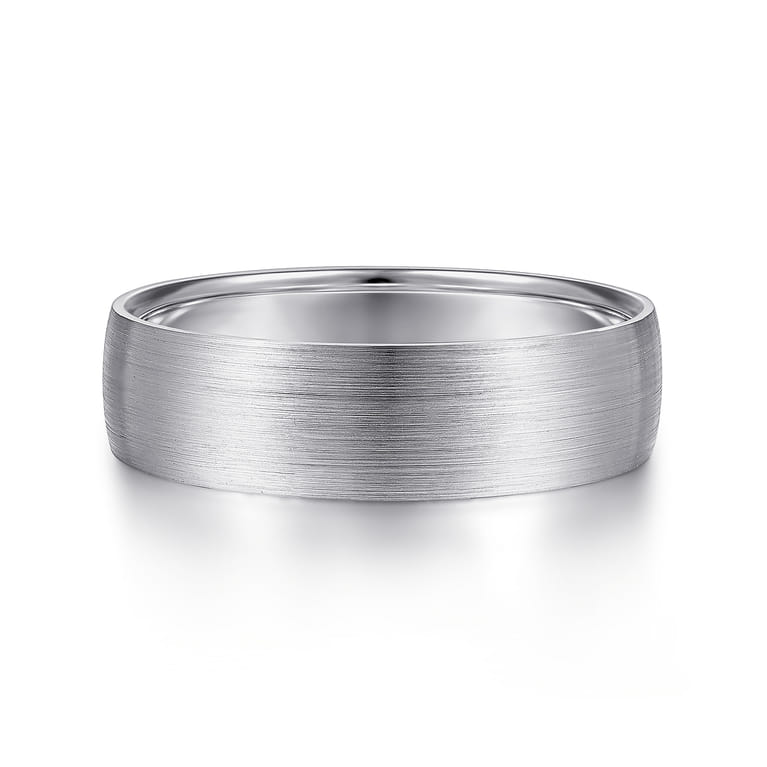 Samuel - 14K White Gold 6mm - Men's Wedding Band in Satin Finish - Shot 1