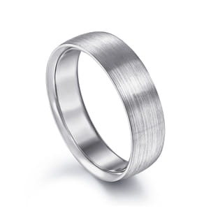 Samuel - 14K White Gold 6mm - Men's Wedding Band in Satin Finish