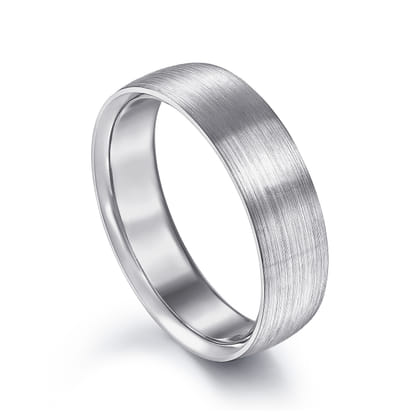 Samuel - 14K White Gold 6mm - Men's Wedding Band in Satin Finish