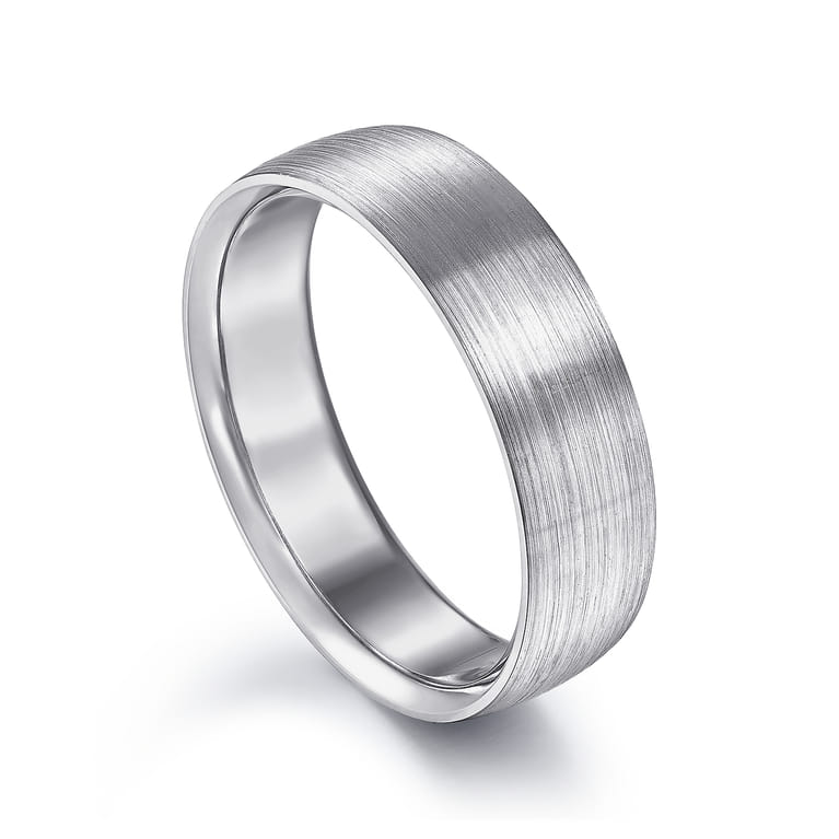 Samuel - 14K White Gold 6mm - Men's Wedding Band in Satin Finish - Shot 3
