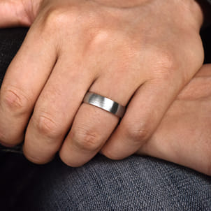 Samuel - 14K White Gold 6mm - Men's Wedding Band in Satin Finish