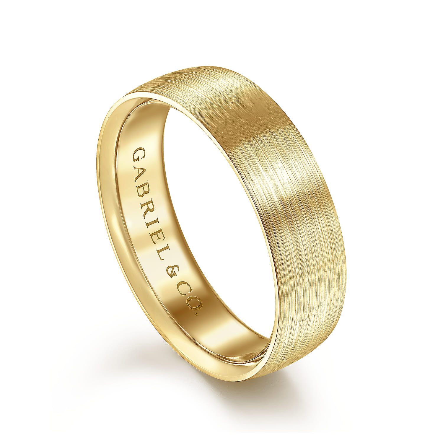 Samuel - 14K Yellow Gold 6mm - Men's Wedding Band in Satin Finish - Shot 3