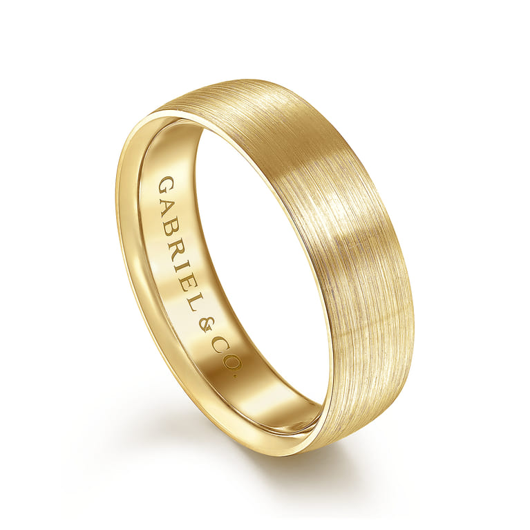 Samuel - 14K Yellow Gold 6mm - Men's Wedding Band in Satin Finish - Shot 3