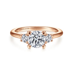Sanaa - 14K Rose Gold Round Three Stone Diamond Engagement Ring