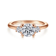 Sanaa - 14K Rose Gold Round Three Stone Diamond Engagement Ring