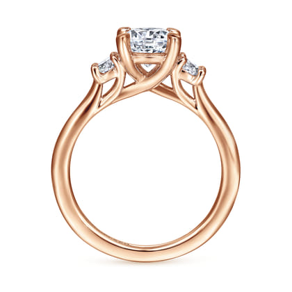 Sanaa - 14K Rose Gold Round Three Stone Diamond Engagement Ring