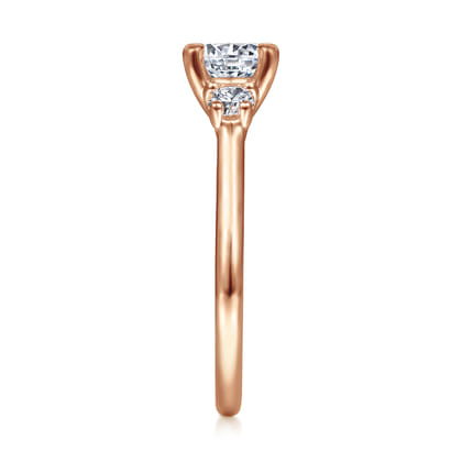 Sanaa - 14K Rose Gold Round Three Stone Diamond Engagement Ring