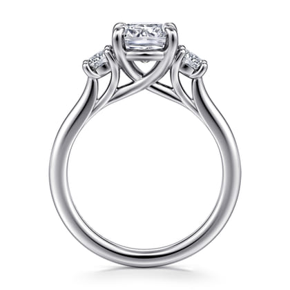 Sanaa - 14K White Gold Cushion Cut 3 Stone Diamond Engagement Ring