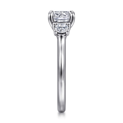 Sanaa - 14K White Gold Cushion Cut 3 Stone Diamond Engagement Ring