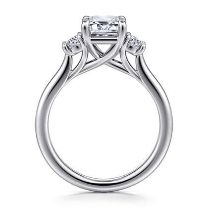 Sanaa - 14K White Gold Emerald Cut 3 Stone Diamond Engagement Ring