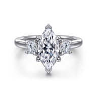 Sanaa - 14K White Gold Marquise Shape 3 Stone Diamond Engagement Ring