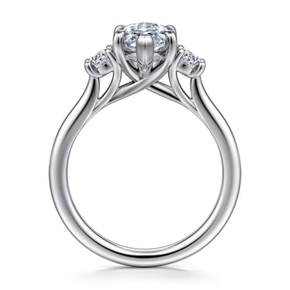 Sanaa - 14K White Gold Marquise Shape 3 Stone Diamond Engagement Ring