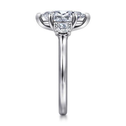 Sanaa - 14K White Gold Marquise Shape 3 Stone Diamond Engagement Ring