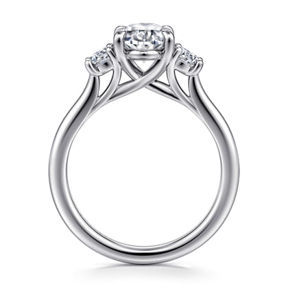 Sanaa - 14K White Gold Oval 3 Stone Diamond Engagement Ring