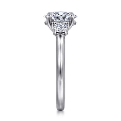 Sanaa - 14K White Gold Oval 3 Stone Diamond Engagement Ring