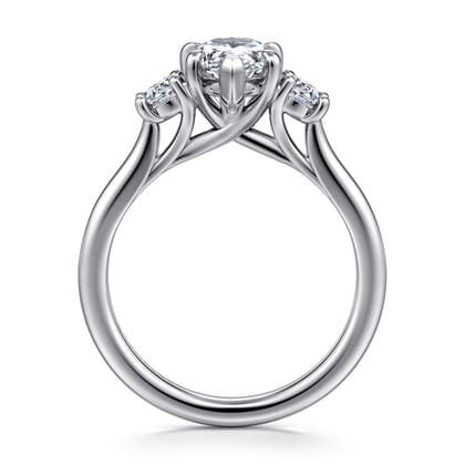 Sanaa - 14K White Gold Pear Shape 3 Stone Diamond Engagement Ring