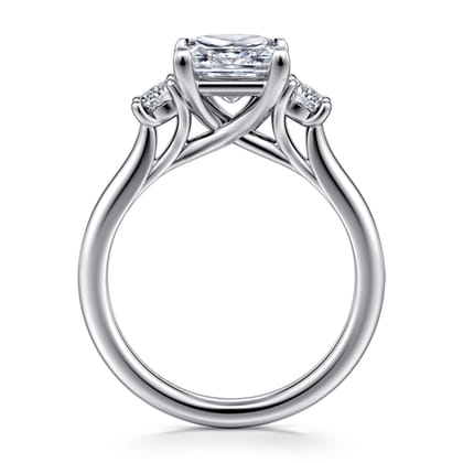 Sanaa - 14K White Gold Princess Cut 3 Stone Diamond Engagement Ring