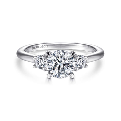 Sanaa - 14K White Gold Round 3 Stone Diamond Engagement Ring