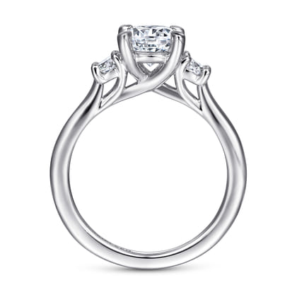 Sanaa - 14K White Gold Round 3 Stone Diamond Engagement Ring