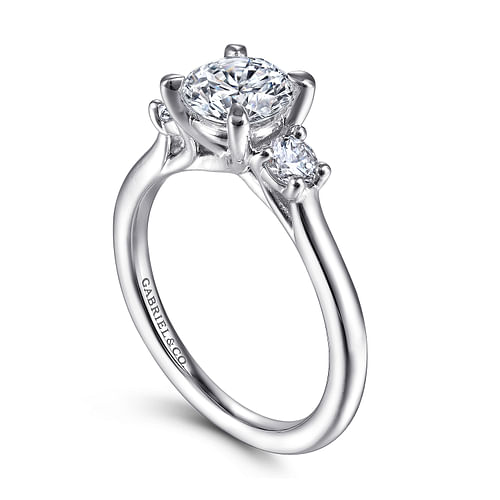 Sanaa - 14K White Gold Round 3 Stone Diamond Engagement Ring - 0.28 ct - Shot 3