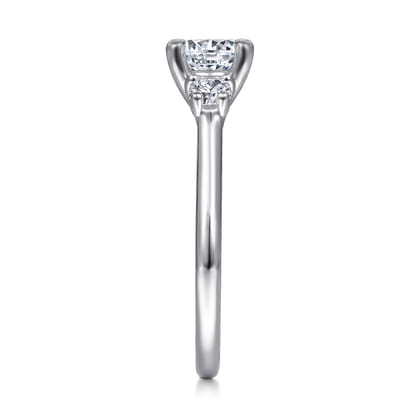 Sanaa - 14K White Gold Round 3 Stone Diamond Engagement Ring