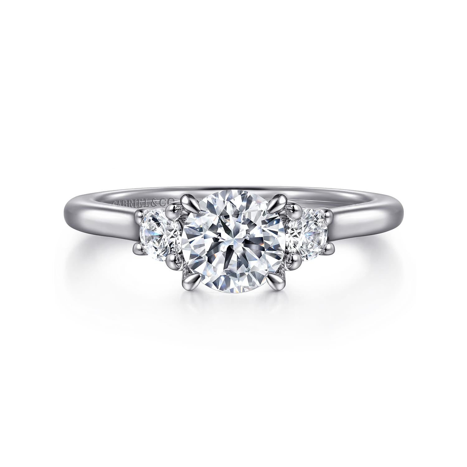 Sanaa - 14K White Gold Round 3 Stone Diamond Engagement Ring