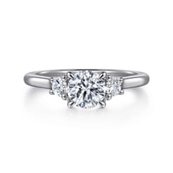 Sanaa - 14K White Gold Round 3 Stone Diamond Engagement Ring