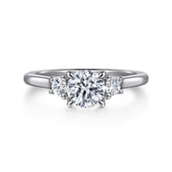 Sanaa - 14K White Gold Round 3 Stone Diamond Engagement Ring
