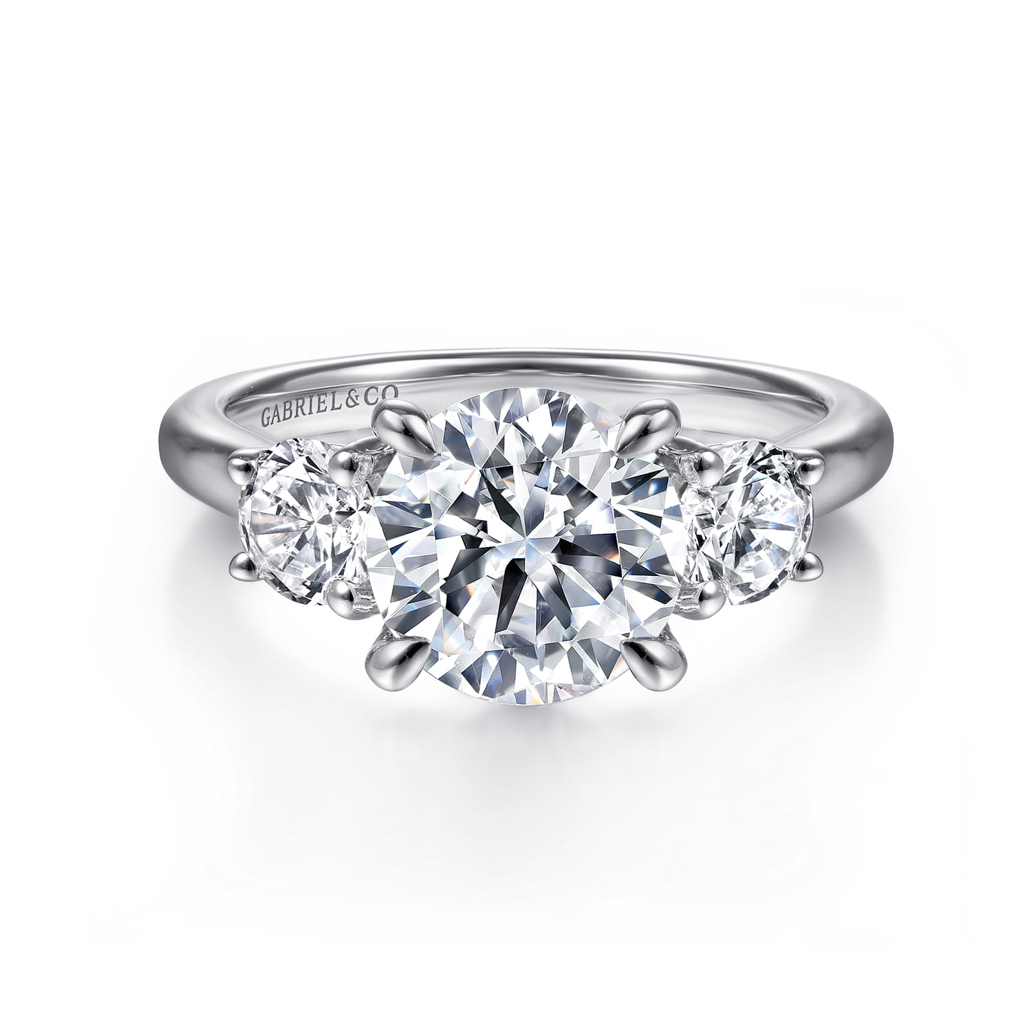 Sanaa - 14K White Gold Round 3 Stone Diamond Engagement Ring