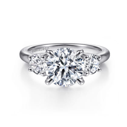 Sanaa - 14K White Gold Round 3 Stone Diamond Engagement Ring
