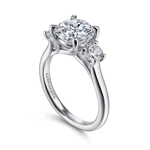 Sanaa - 14K White Gold Round Three Stone Diamond Engagement Ring - 0.57 ct - Shot 3