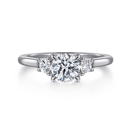 Sanaa - 14K White Gold Round Three Stone Diamond Engagement Ring